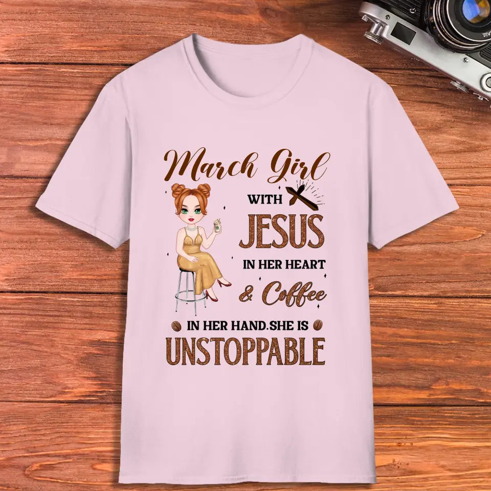 Jesus In Her Heart - Custom Month - Personalized Gifts For Her - T-Shirt