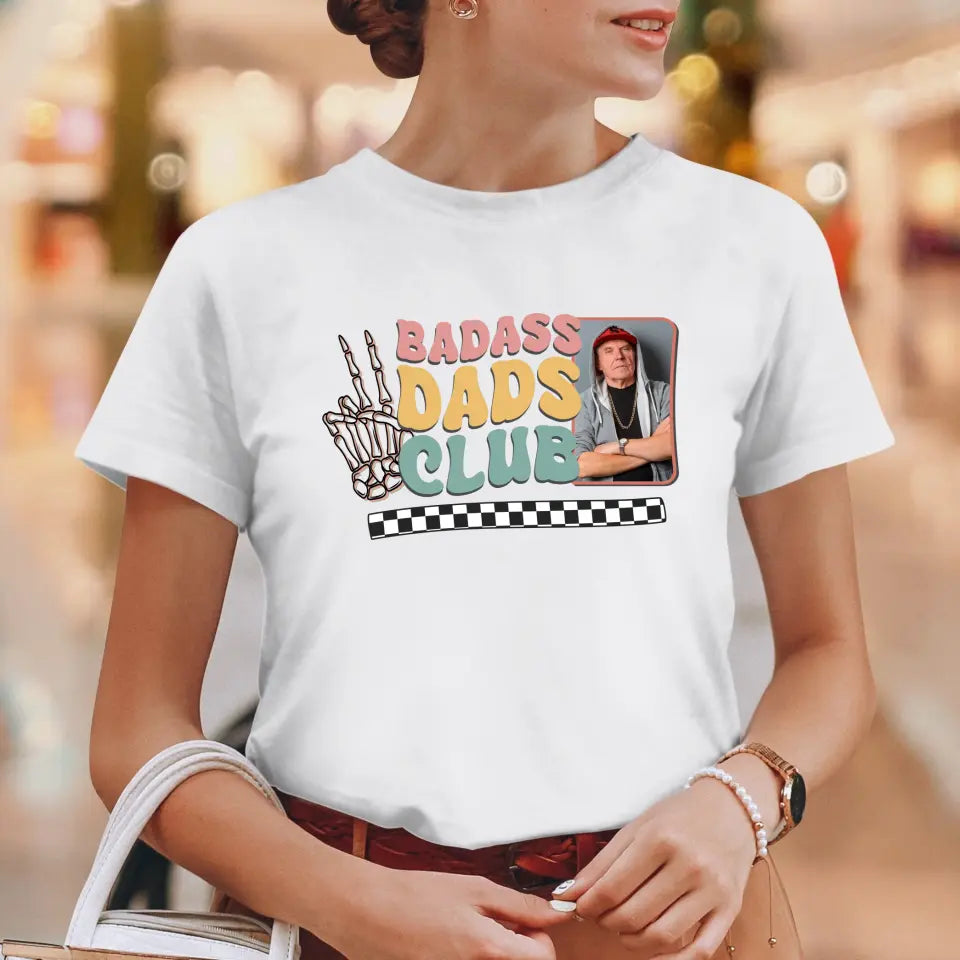 Badass Dads Club - Custom Photo - Personalized Gifts For Dad - T-Shirt