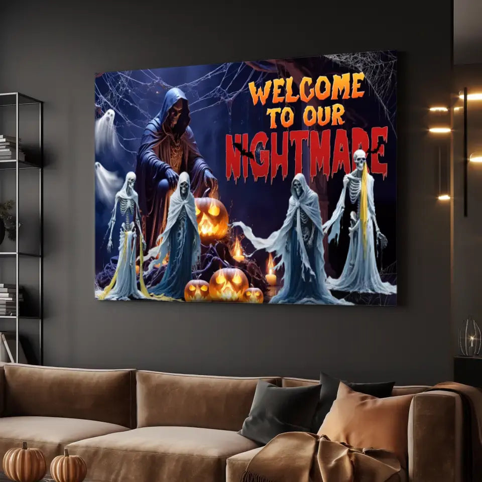 Welcome To Our Nightmare - Custom Ghost - Personalized Gifts For Family - Canvas Gallery Wraps