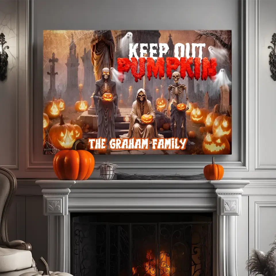 Keep Out Pumpkin - Custom Name - Personalized Gifts For Family - Canvas Gallery Wraps