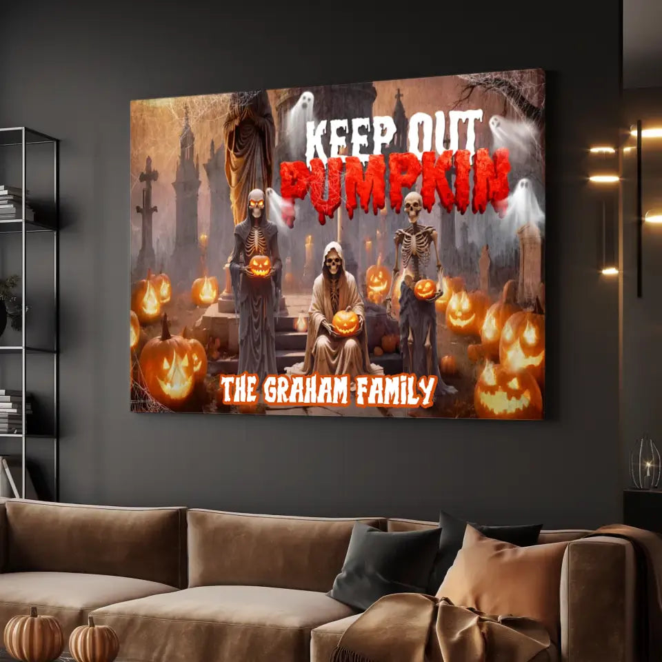 Keep Out Pumpkin - Custom Name - Personalized Gifts For Family - Canvas Gallery Wraps