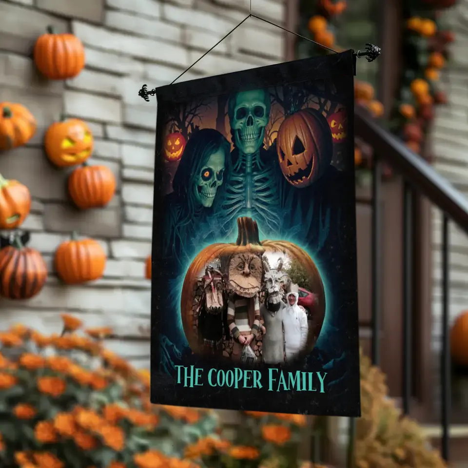 Halloween Family - Custom Photo - Personalized Gifts For Family - Garden Banner