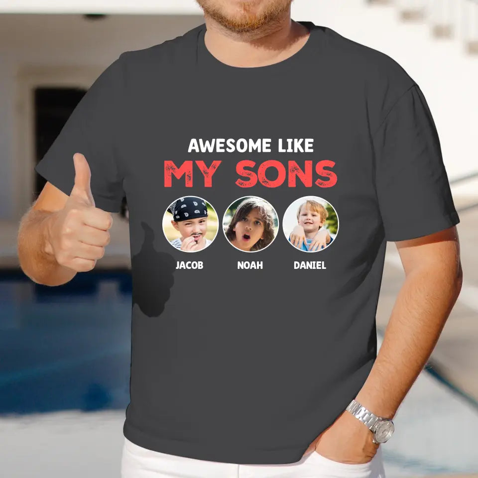 Awesome Kid - Custom Photo - Personalized Gifts For Dad - T-Shirt