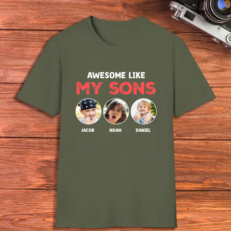 Awesome Kid - Custom Photo - Personalized Gifts For Dad - T-Shirt