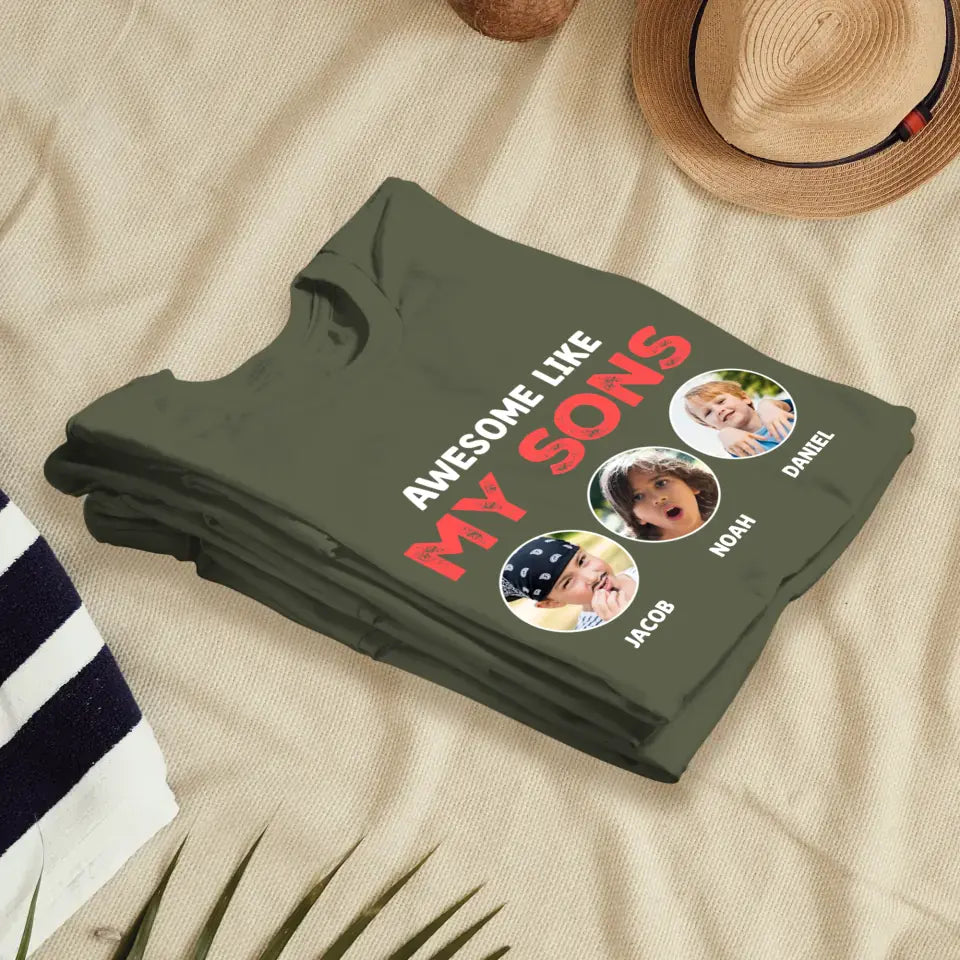 Awesome Kid - Custom Photo - Personalized Gifts For Dad - T-Shirt