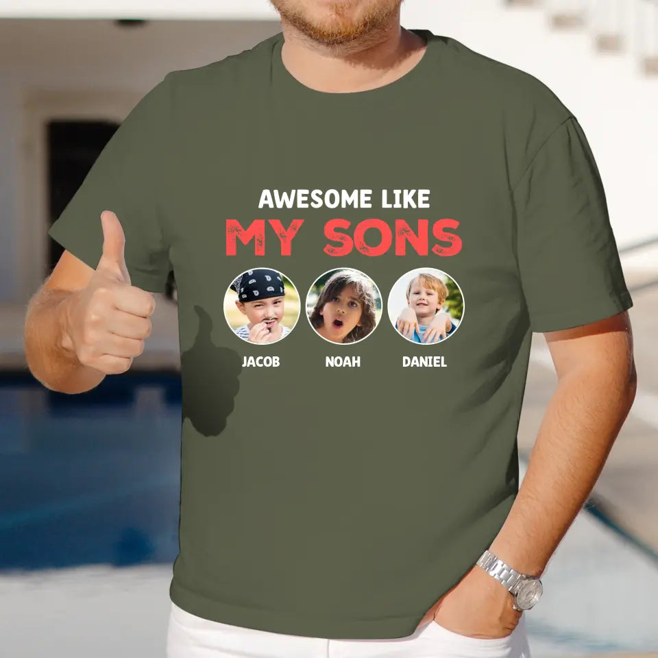 Awesome Kid - Custom Photo - Personalized Gifts For Dad - T-Shirt