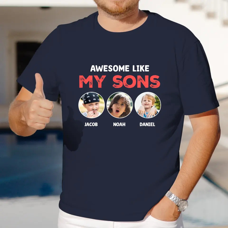 Awesome Kid - Custom Photo - Personalized Gifts For Dad - T-Shirt