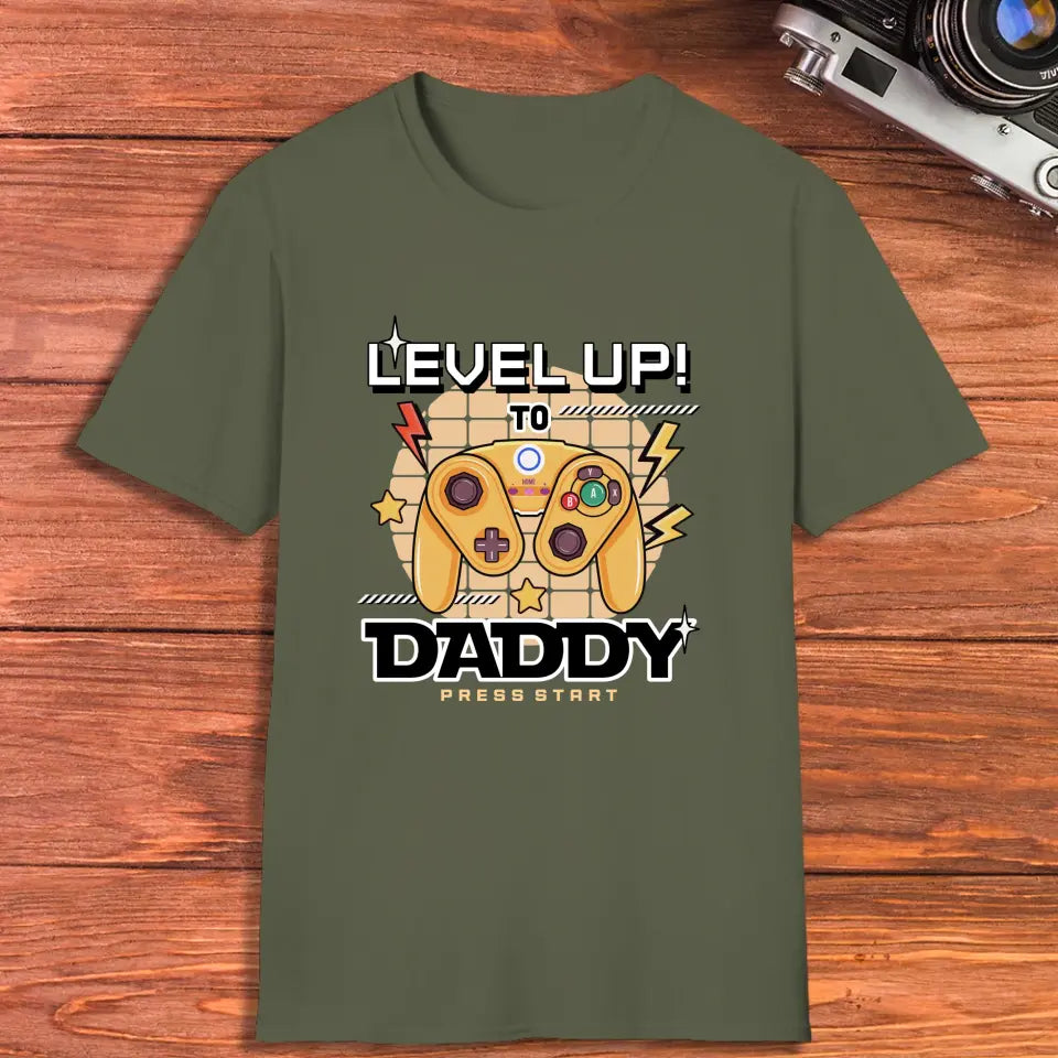 Level Up To Daddy - Custom Character - Personalized Gifts For Dad - T-Shirt