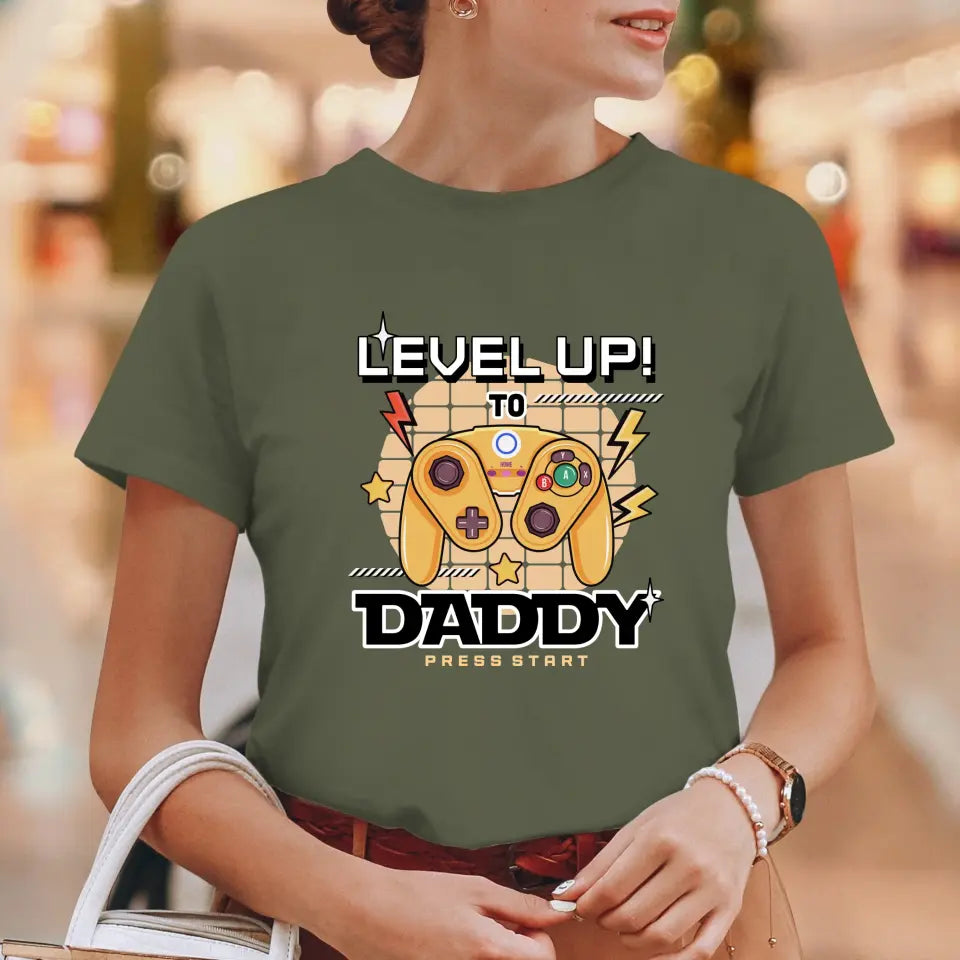 Level Up To Daddy - Custom Character - Personalized Gifts For Dad - T-Shirt