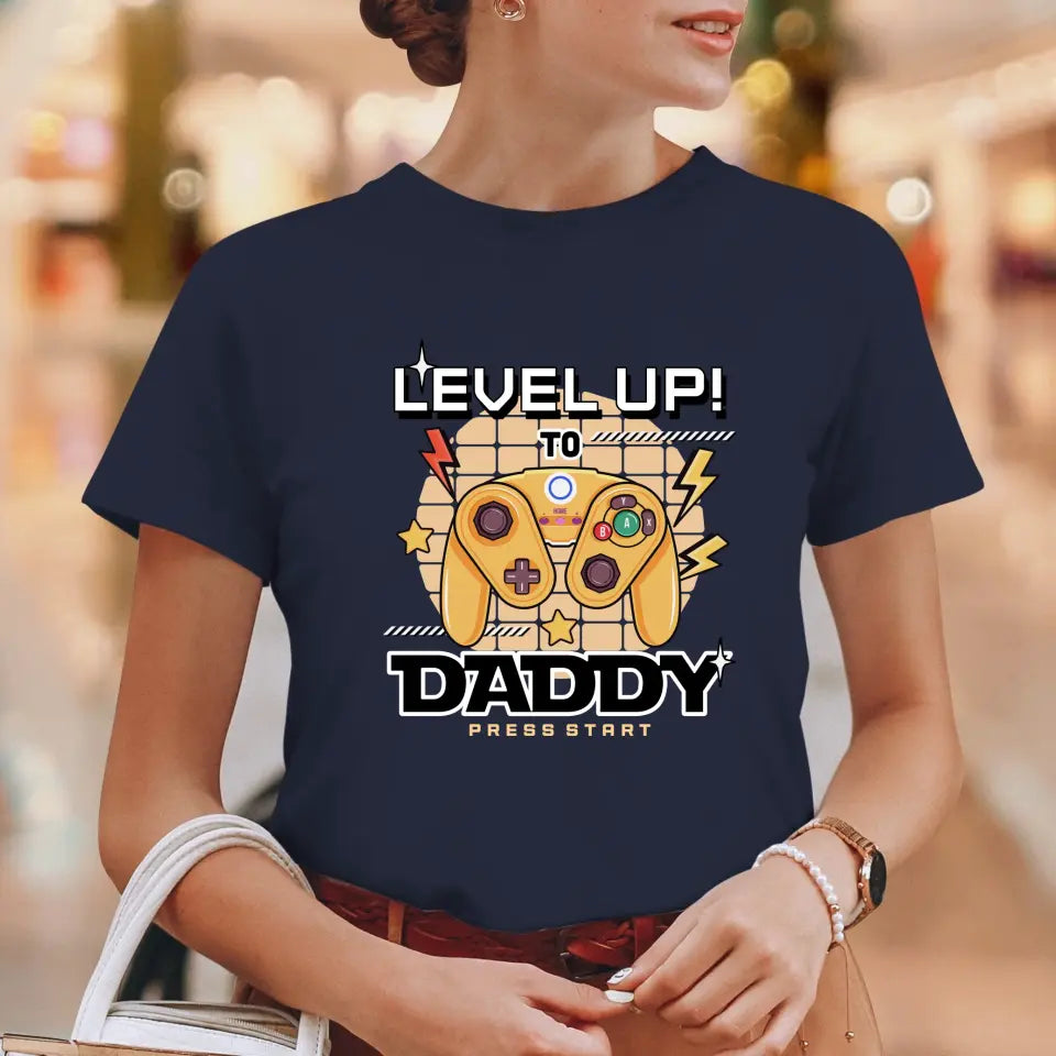 Level Up To Daddy - Custom Character - Personalized Gifts For Dad - T-Shirt