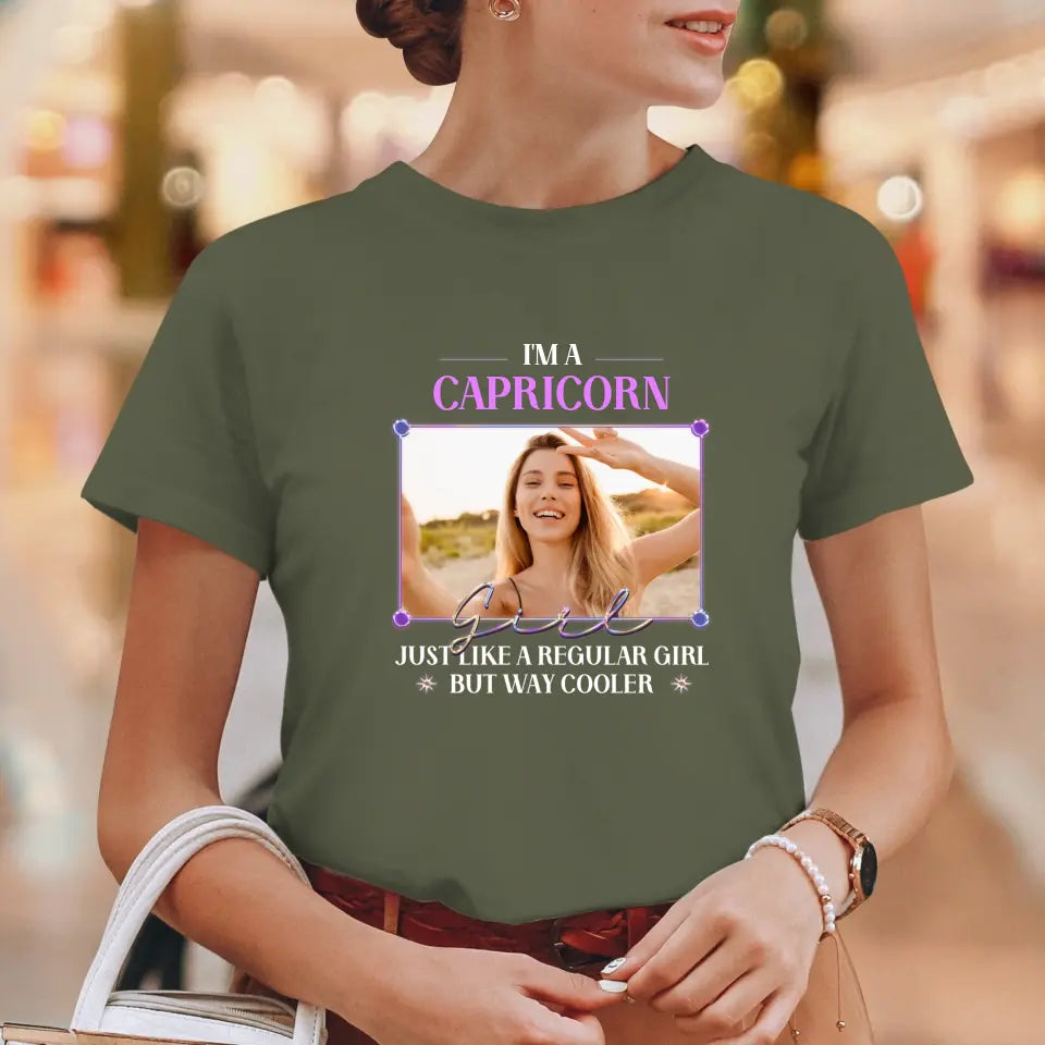 Vintage Zodiac - Custom Photo - Personalized Gifts For Her - T-Shirt