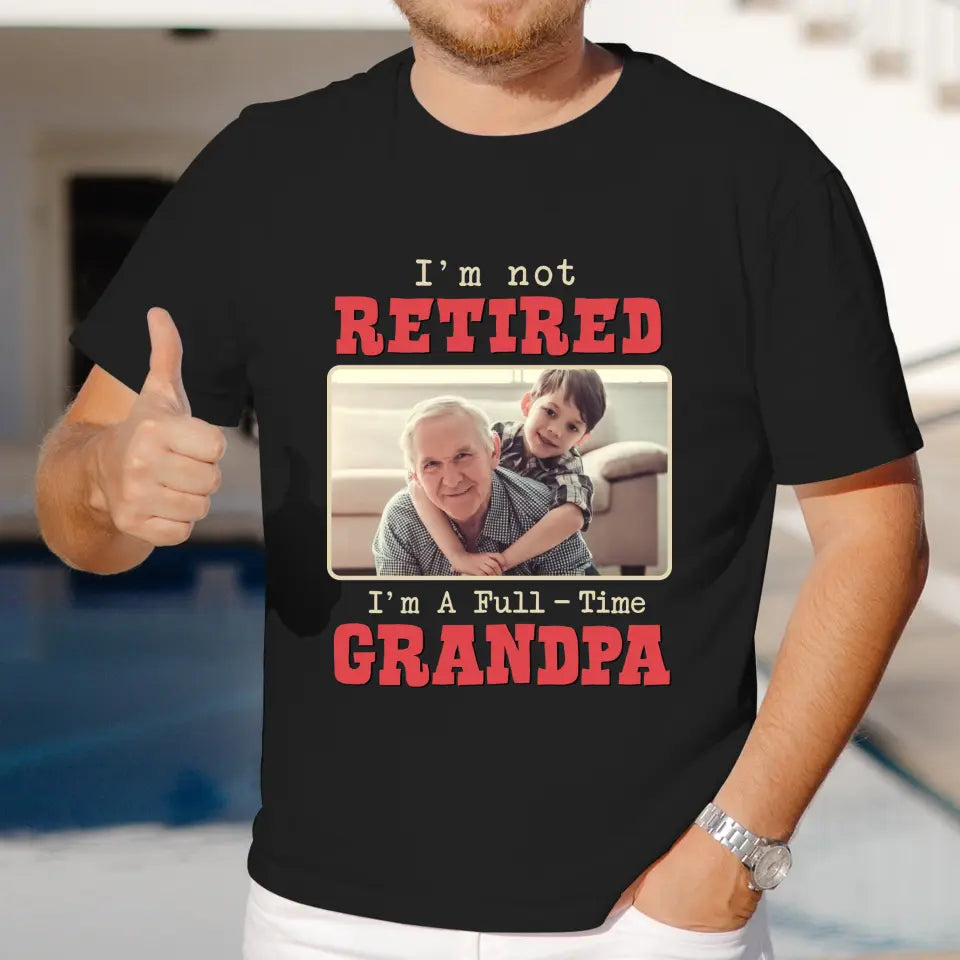 I'm A Full-Time Grandpa - Custom Photo - Personalized Gifts For Grandpa - Sweater