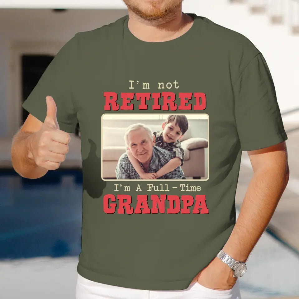 I'm A Full-Time Grandpa - Custom Photo - Personalized Gifts For Grandpa - Sweater