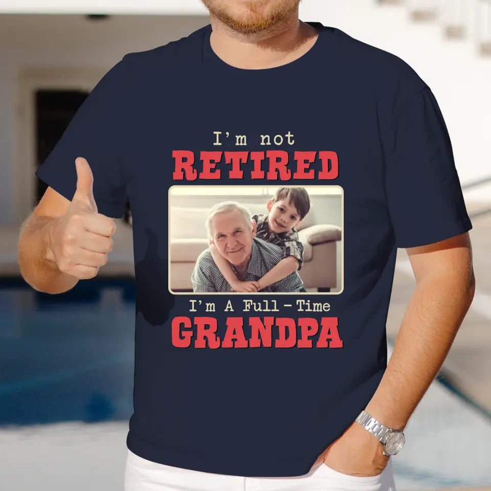 I'm A Full-Time Grandpa - Custom Photo - Personalized Gifts For Grandpa - Sweater