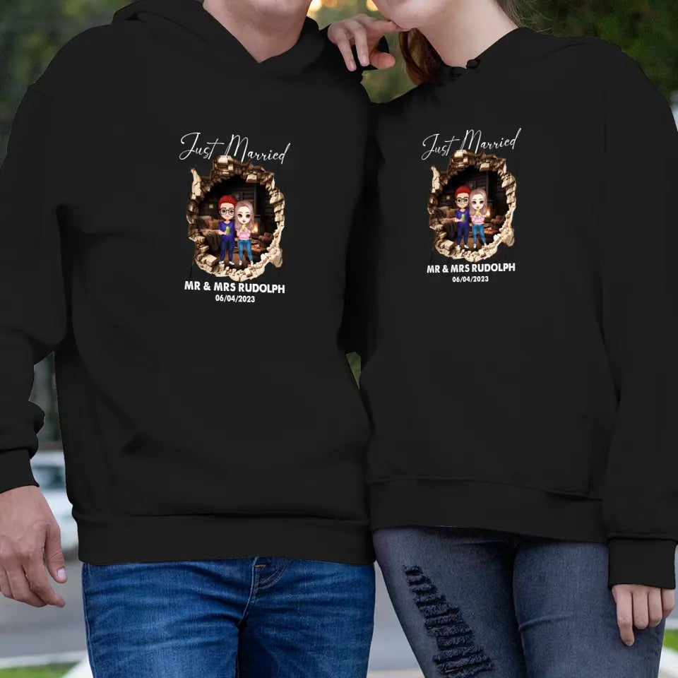 Just Married You - Custom Name - Personalized Gifts for Couples - Unisex Hoodie