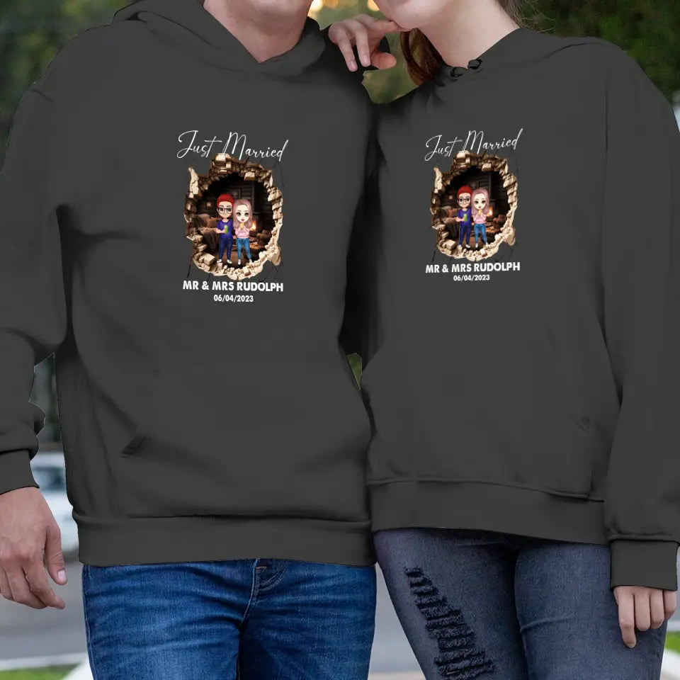 Just Married You - Custom Name - Personalized Gifts for Couples - Unisex Hoodie