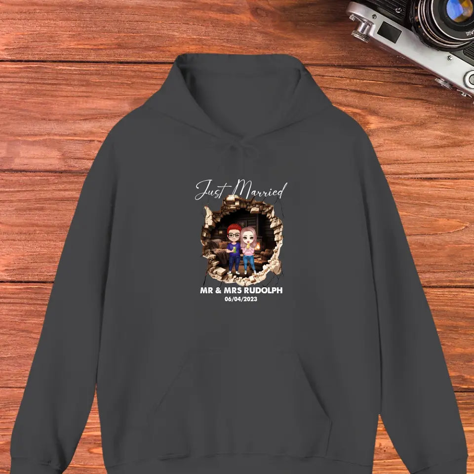 Just Married You - Custom Name - Personalized Gifts for Couples - Unisex Hoodie