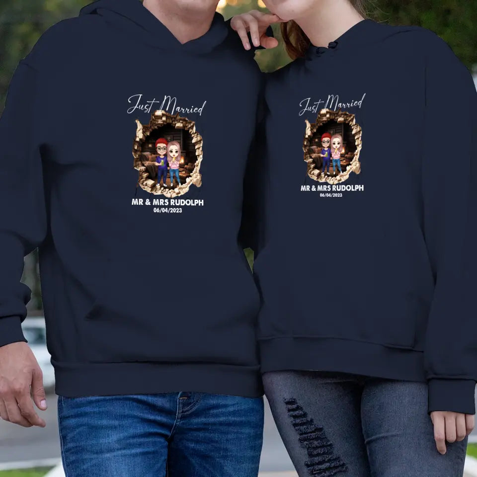 Just Married You - Custom Name - Personalized Gifts for Couples - Unisex Hoodie