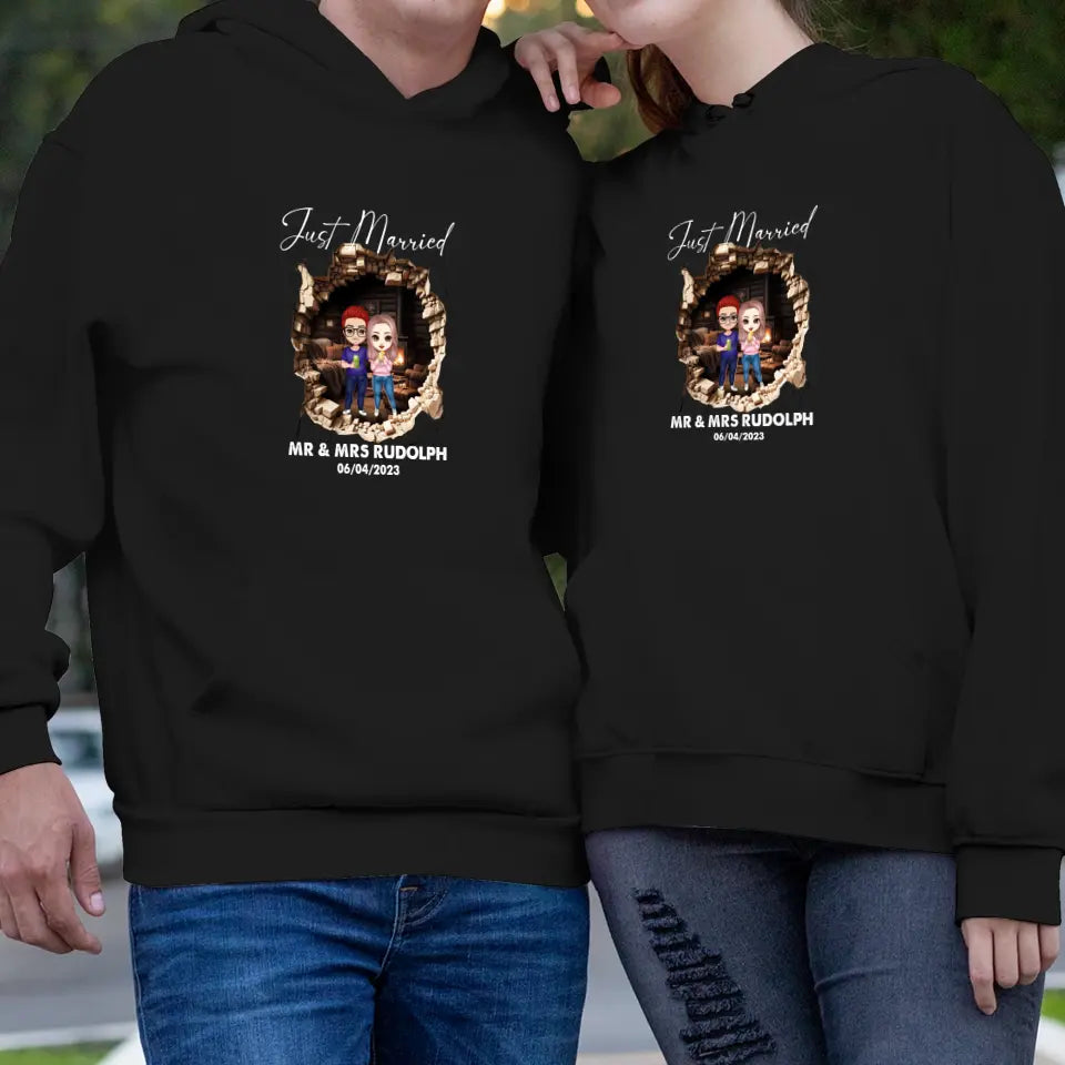 Just Married You - Custom Name - Personalized Gifts for Couples - Unisex Hoodie