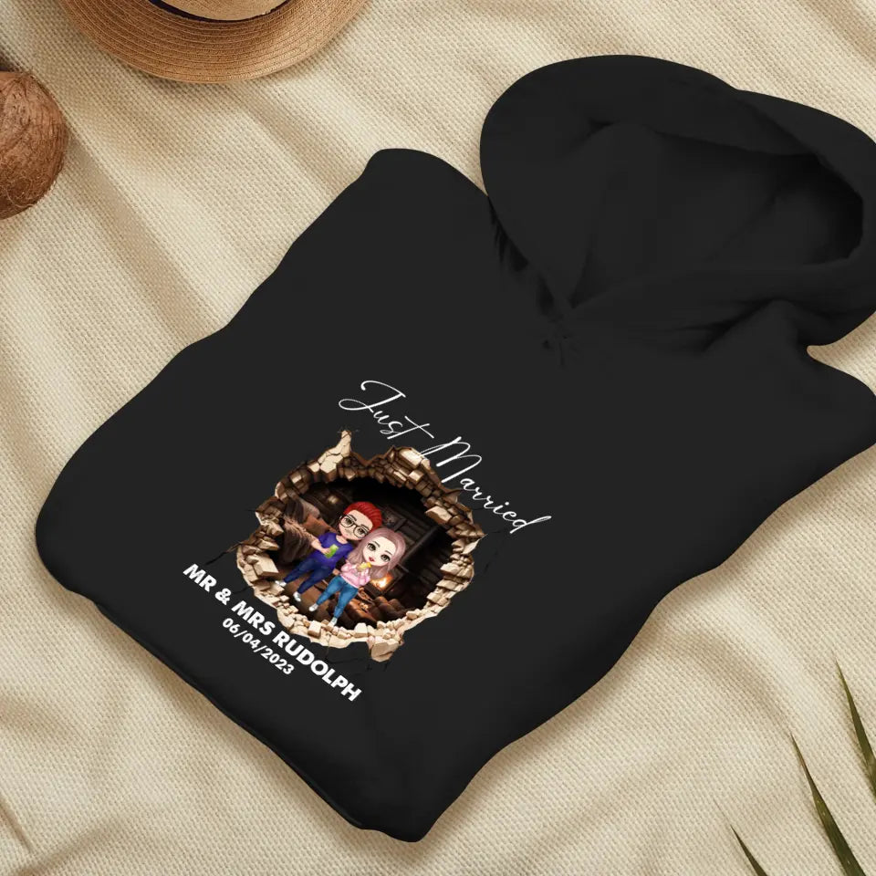 Just Married You - Custom Name - Personalized Gifts for Couples - Unisex Hoodie