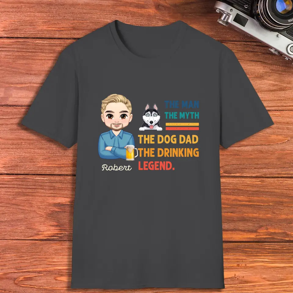 The Man, The Myth, The Dog Dad - Custom Name - Personalized Gifts For Dad - T-Shirt