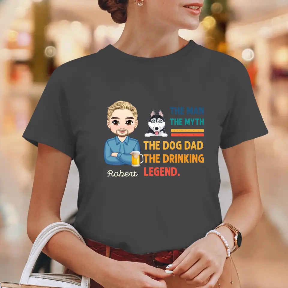 The Man, The Myth, The Dog Dad - Custom Name - Personalized Gifts For Dad - T-Shirt