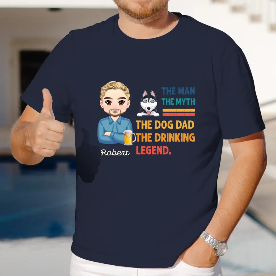 The Man, The Myth, The Dog Dad - Custom Name - Personalized Gifts For Dad - T-Shirt