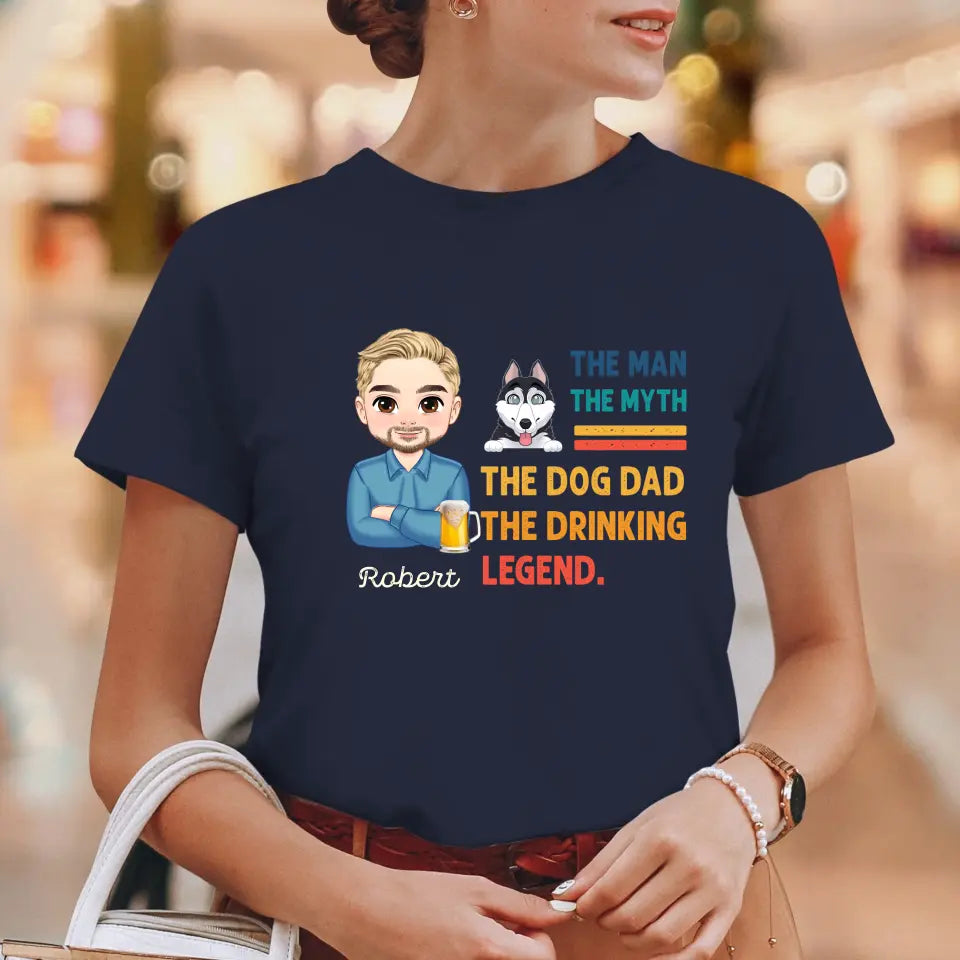 The Man, The Myth, The Dog Dad - Custom Name - Personalized Gifts For Dad - T-Shirt