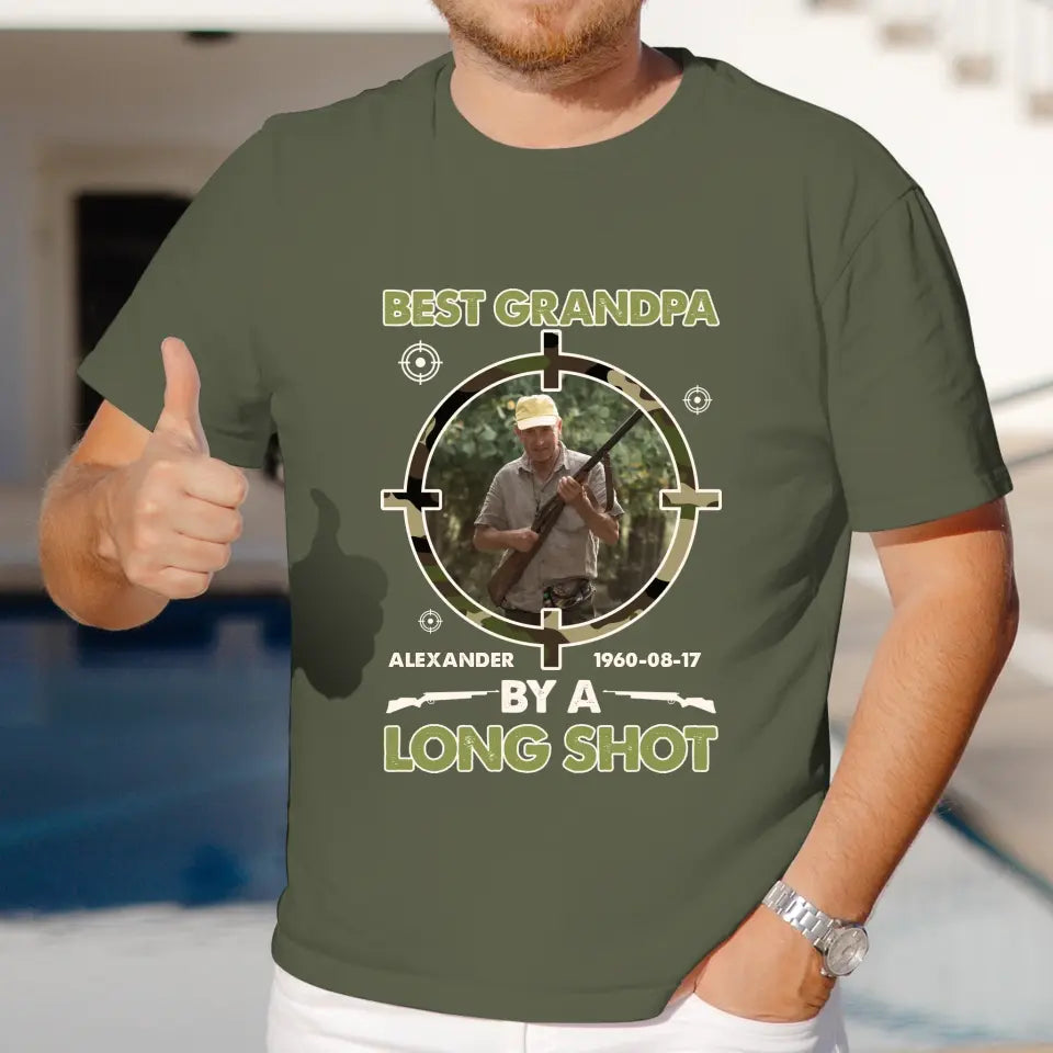 Best Grandpa By A Long Shot - Custom Photo - Personalized Gifts For Grandpa - T-Shirt