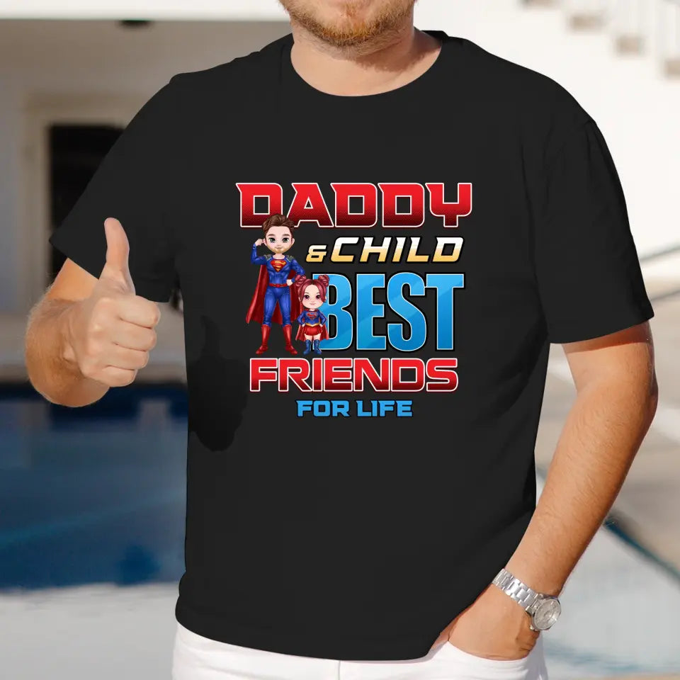 Daddy And Child - Custom Character - Personalized Gifts For Dad - T-Shirt