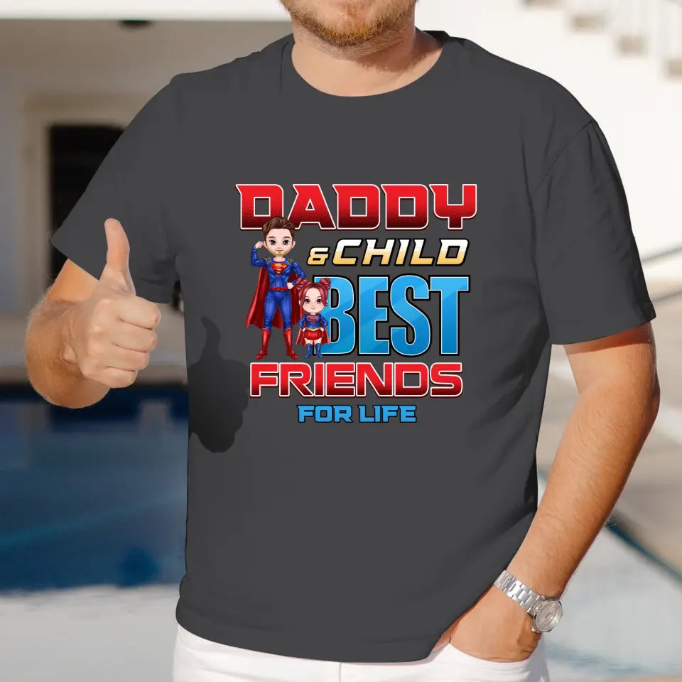 Daddy And Child - Custom Character - Personalized Gifts For Dad - T-Shirt