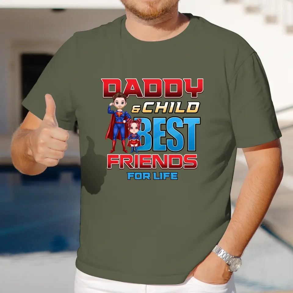 Daddy And Child - Custom Character - Personalized Gifts For Dad - T-Shirt