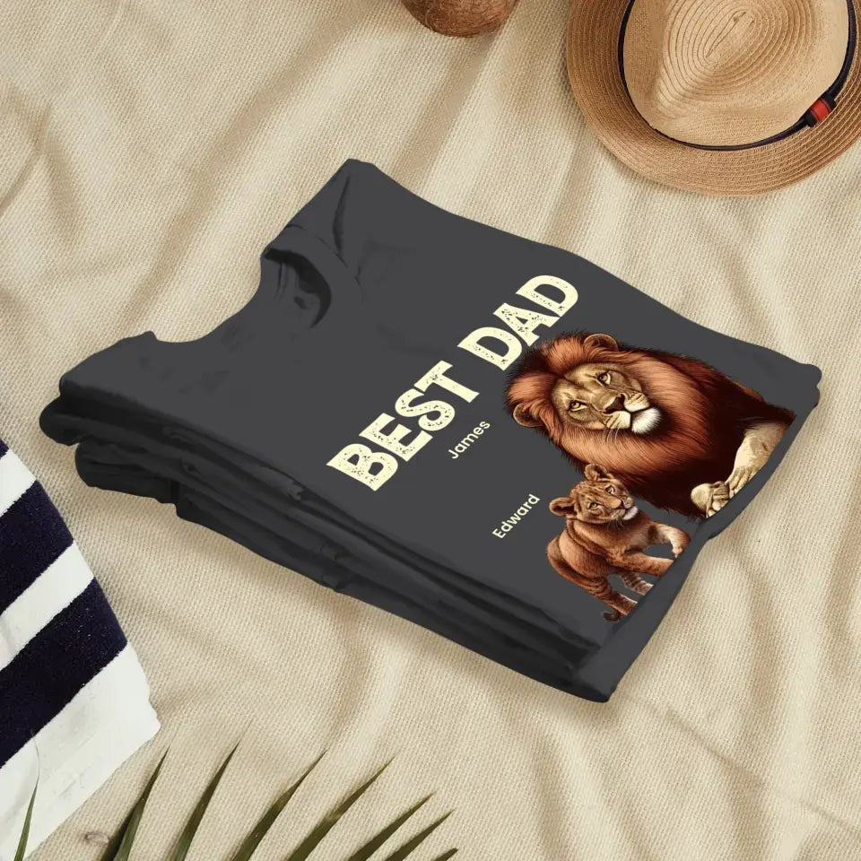 Best Dad In Pride Lands - Custom Name - Personalized Gifts For Dad - T-shirt