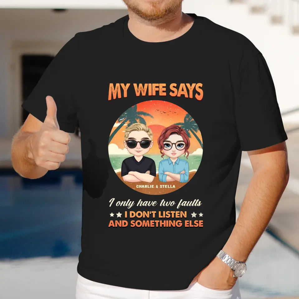 Two Faults Husband Wife Retro - Personalized Gifts for Couples - Unisex T-Shirt