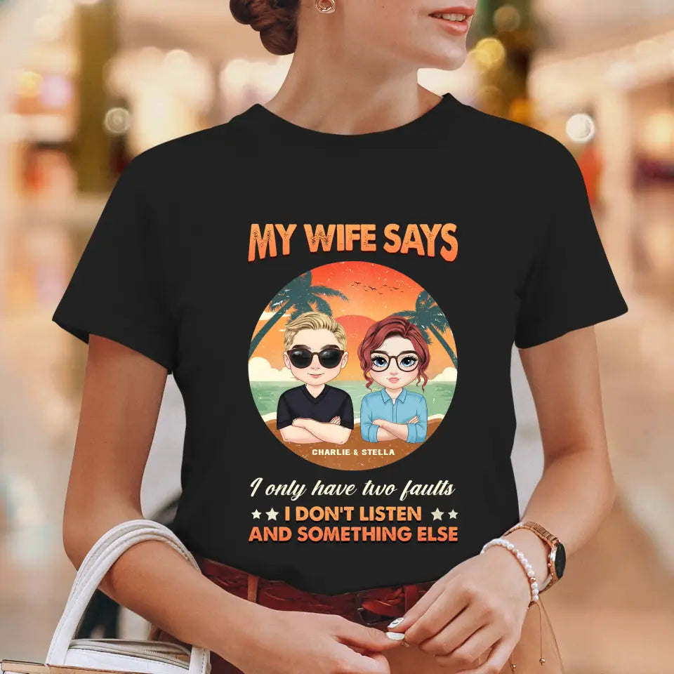 Two Faults Husband Wife Retro - Personalized Gifts for Couples - Unisex T-Shirt