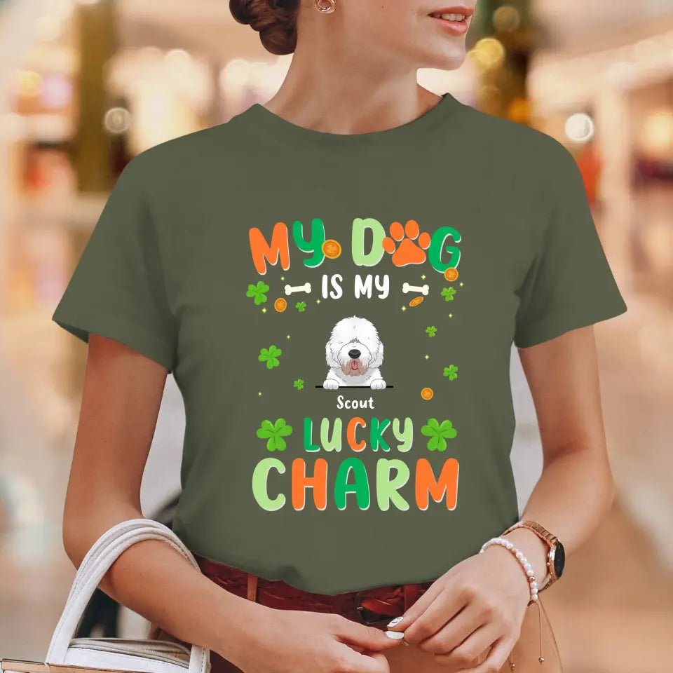 My Dog Is My Lucky Charm - Custom Name - Personalized Gifts For Dog Lovers - T-Shirt