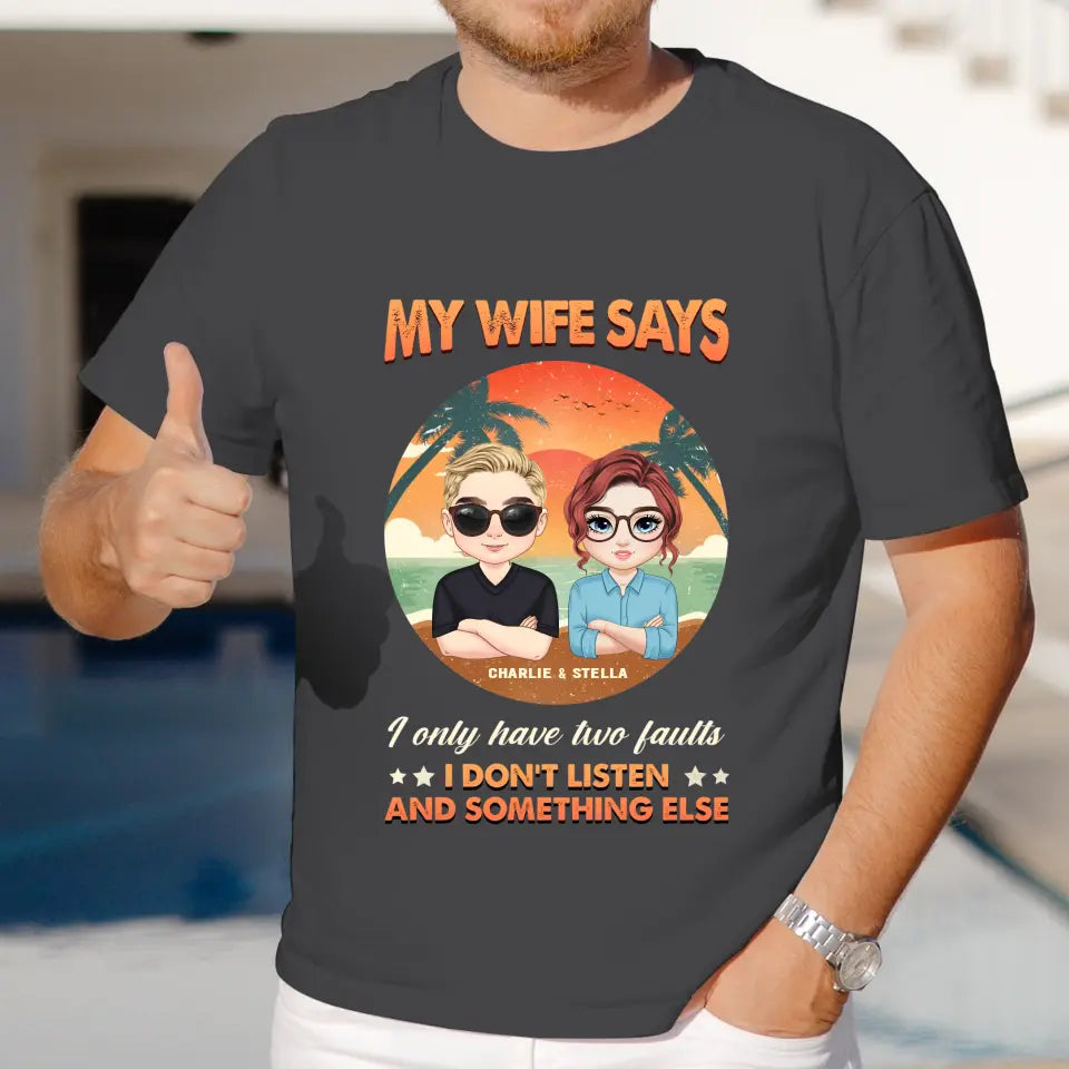 Two Faults Husband Wife Retro - Personalized Gifts for Couples - Unisex T-Shirt