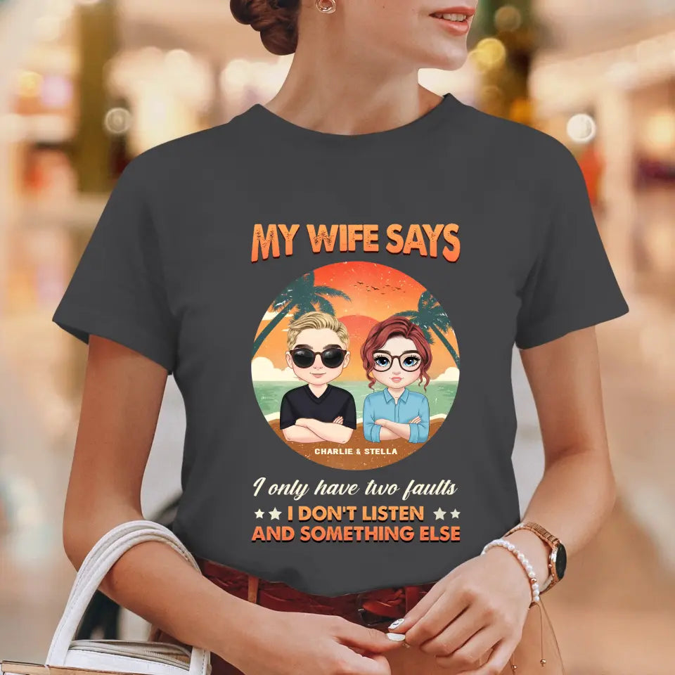 Two Faults Husband Wife Retro - Personalized Gifts for Couples - Unisex T-Shirt