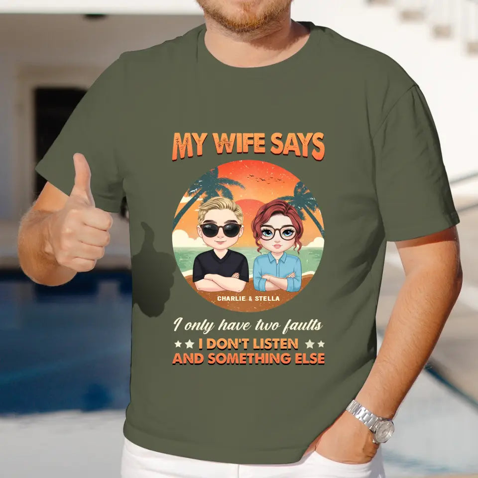 Two Faults Husband Wife Retro - Personalized Gifts for Couples - Unisex T-Shirt