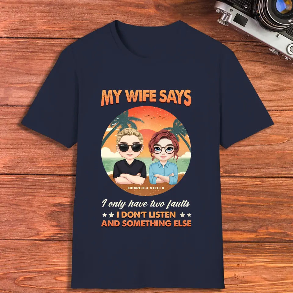 Two Faults Husband Wife Retro - Personalized Gifts for Couples - Unisex T-Shirt