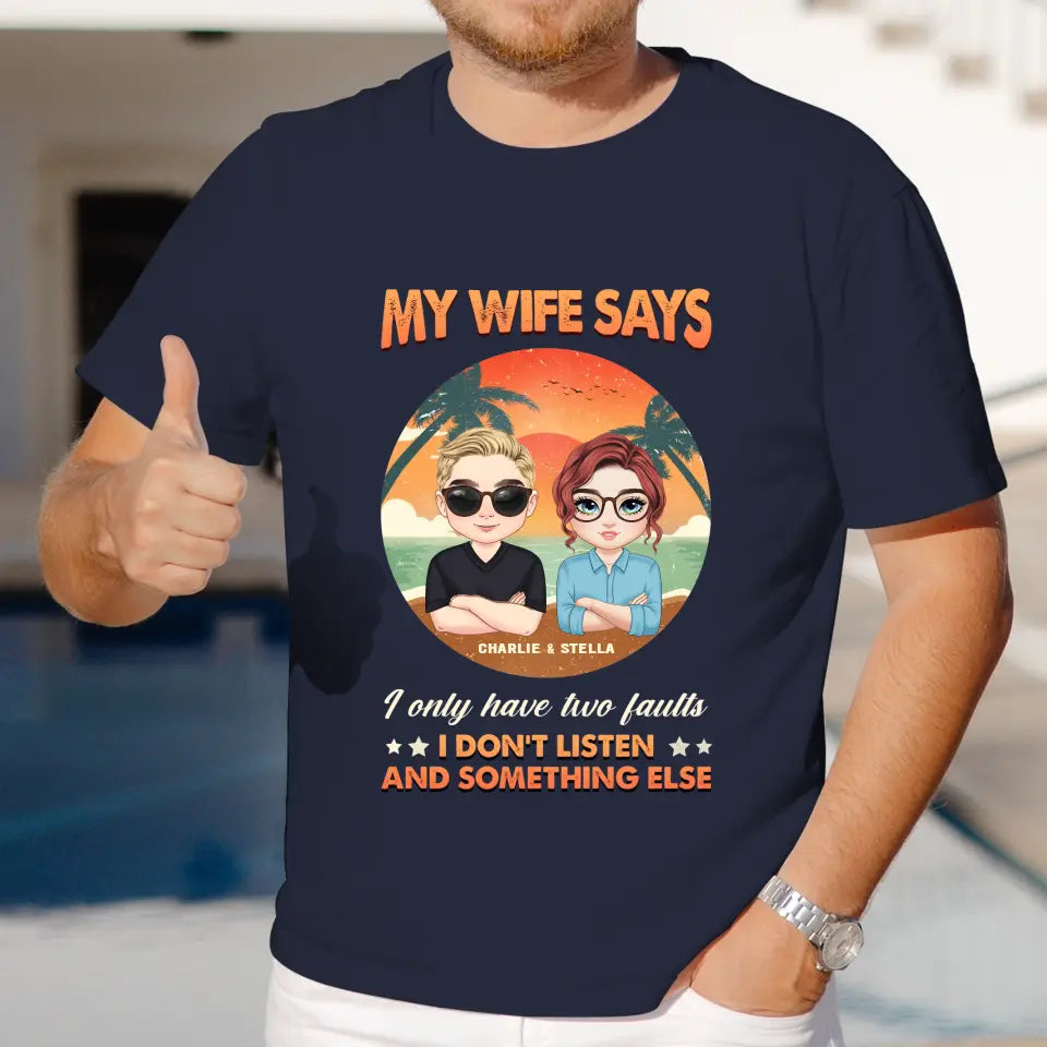 Two Faults Husband Wife Retro - Personalized Gifts for Couples - Unisex T-Shirt