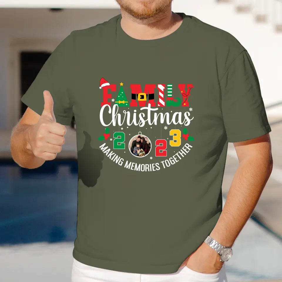 Family Christmas 2023 - Custom Photo - Personalized Gifts For Family - T-shirt