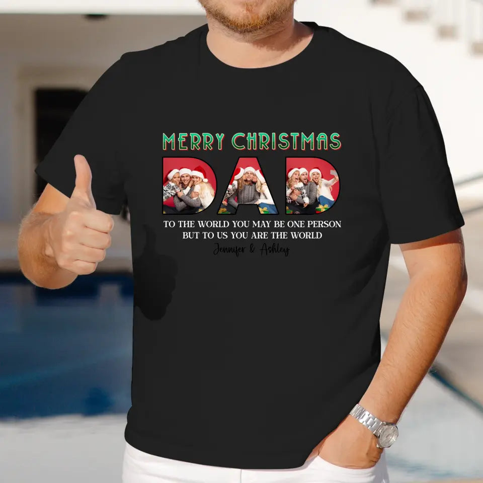 Merry Christmas Daddy - Custom Photo - Personalized Gifts For Dad - T-shirt