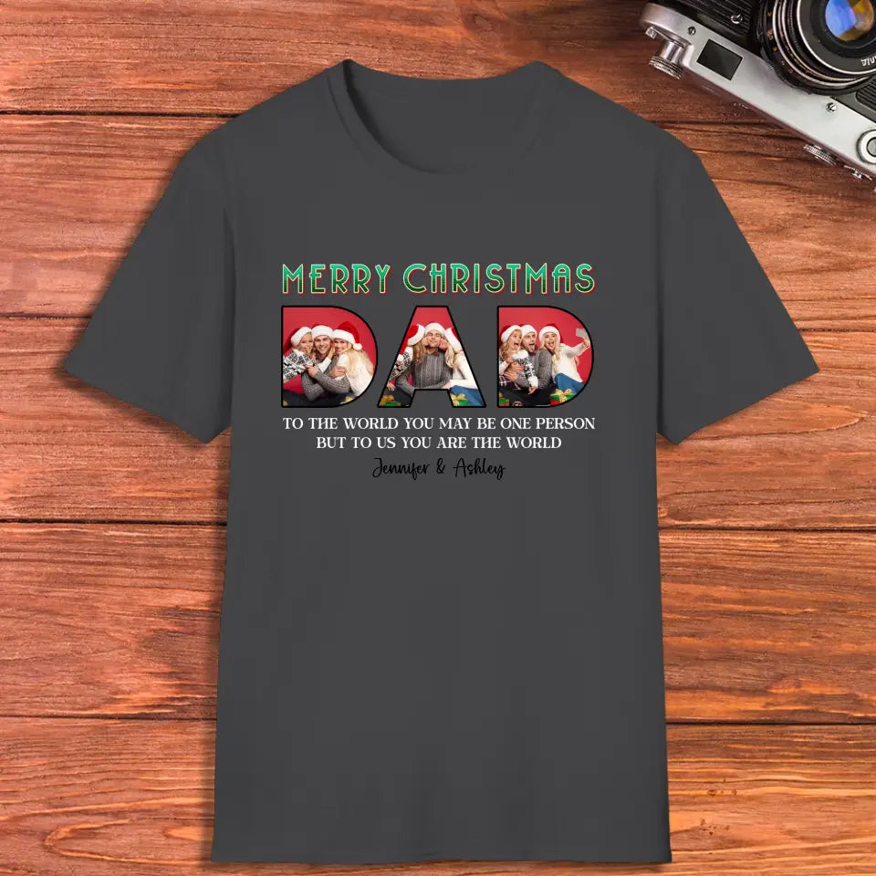 Merry Christmas Daddy - Custom Photo - Personalized Gifts For Dad - T-shirt