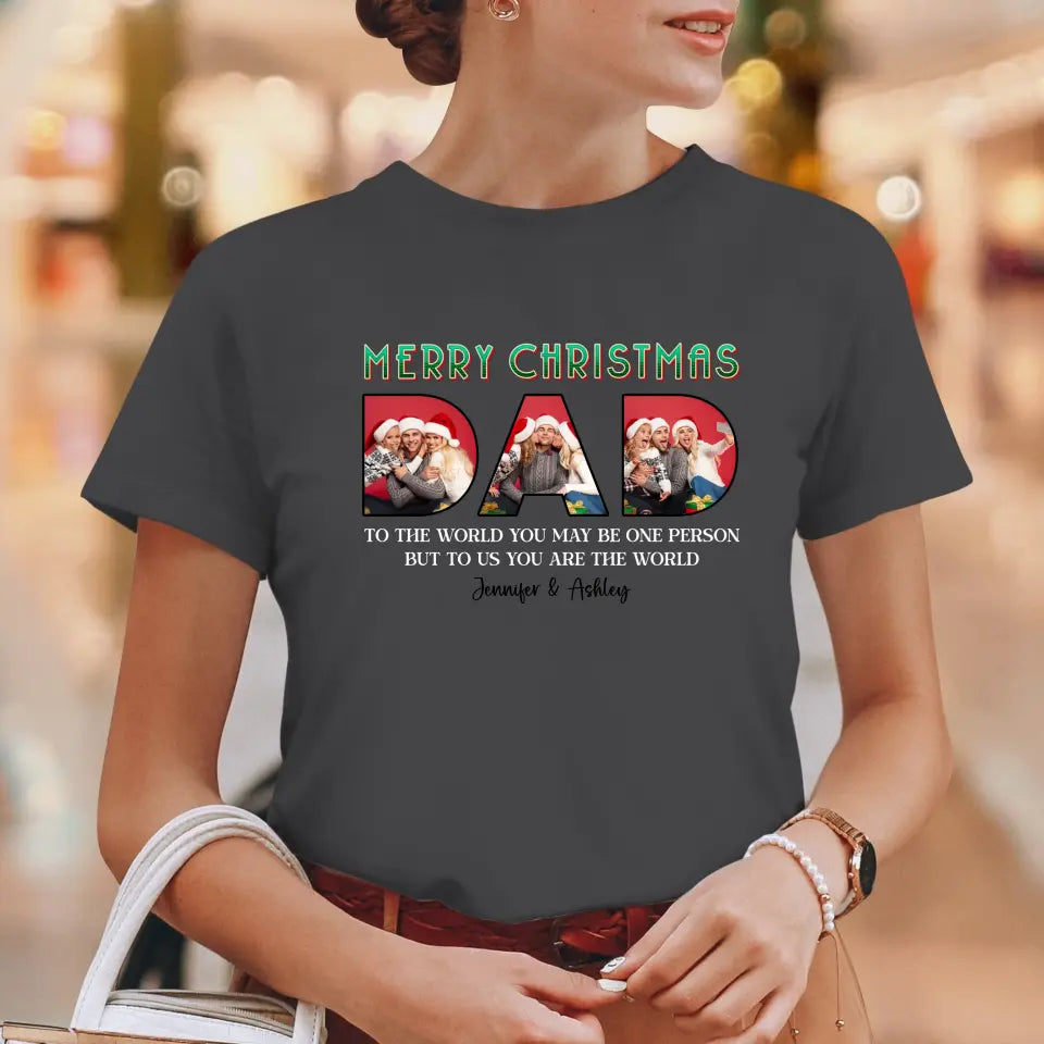 Merry Christmas Daddy - Custom Photo - Personalized Gifts For Dad - T-shirt