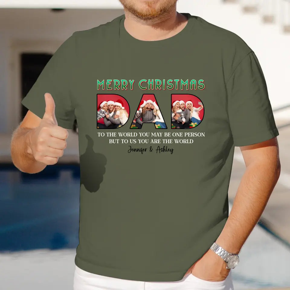 Merry Christmas Daddy - Custom Photo - Personalized Gifts For Dad - T-shirt