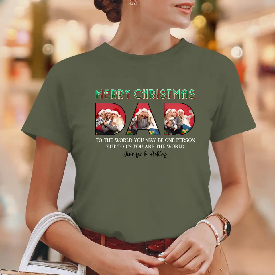 Merry Christmas Daddy - Custom Photo - Personalized Gifts For Dad - T-shirt