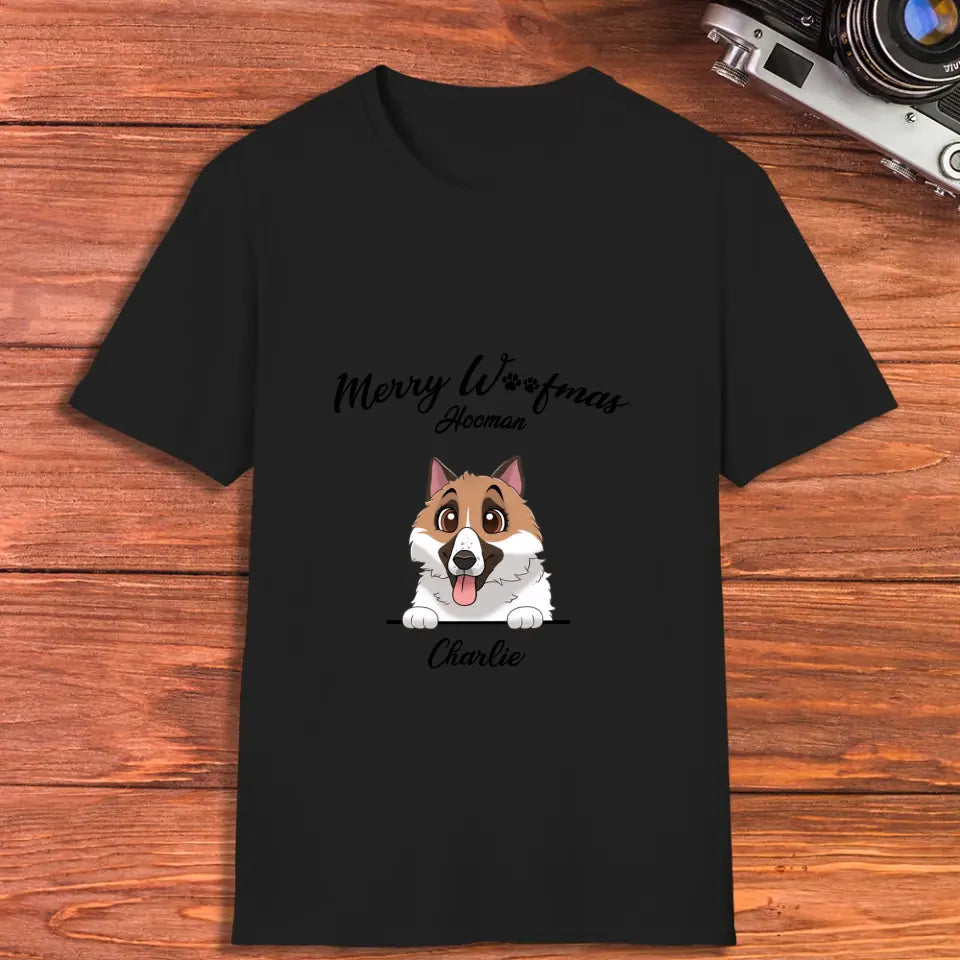 Merry Woofmas Hooman - Custom Name - Personalized Gifts For Dog Lovers - T-shirt