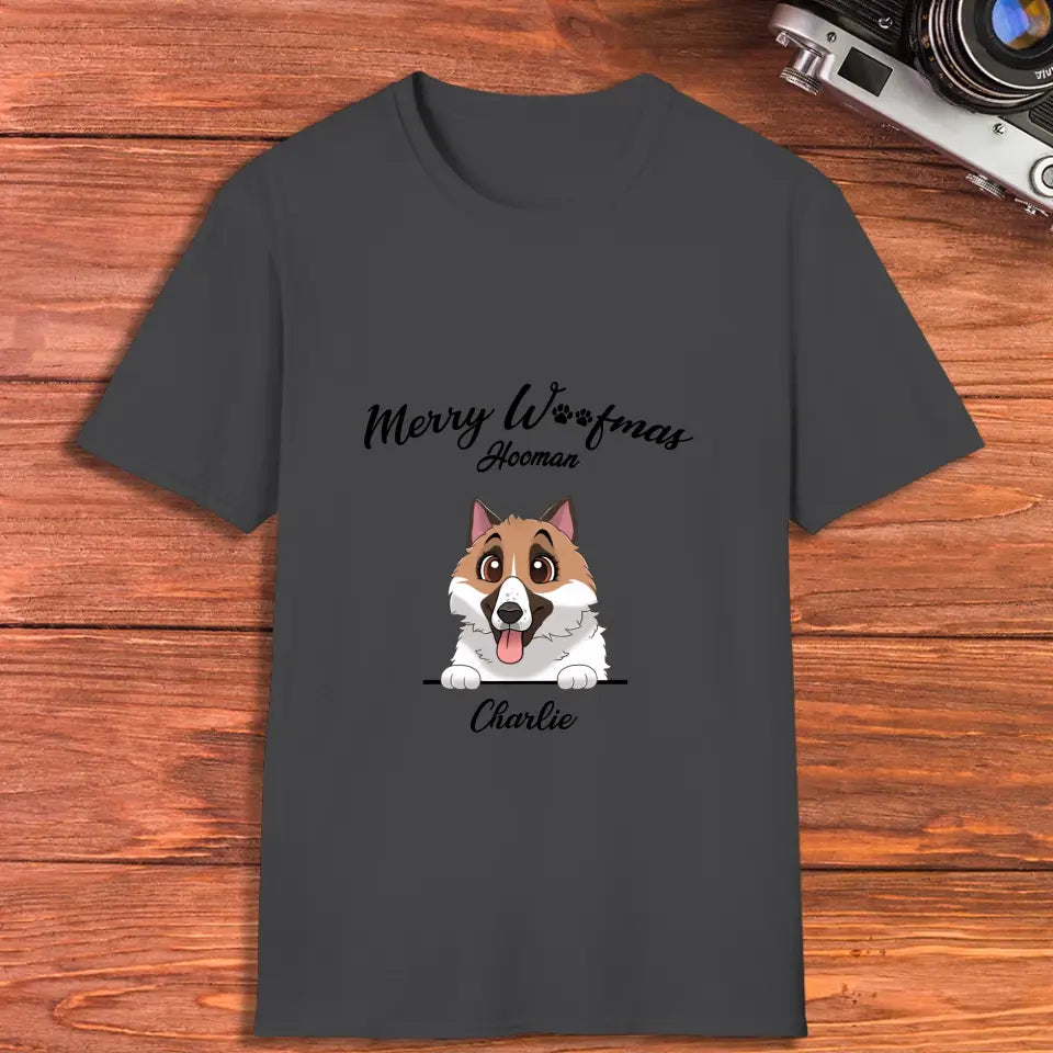 Merry Woofmas Hooman - Custom Name - Personalized Gifts For Dog Lovers - T-shirt