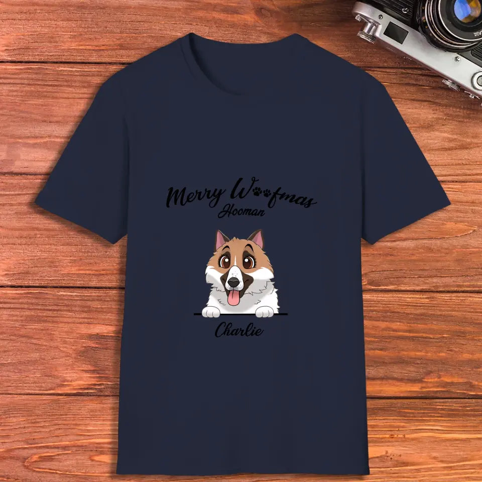 Merry Woofmas Hooman - Custom Name - Personalized Gifts For Dog Lovers - Family T-Shirt